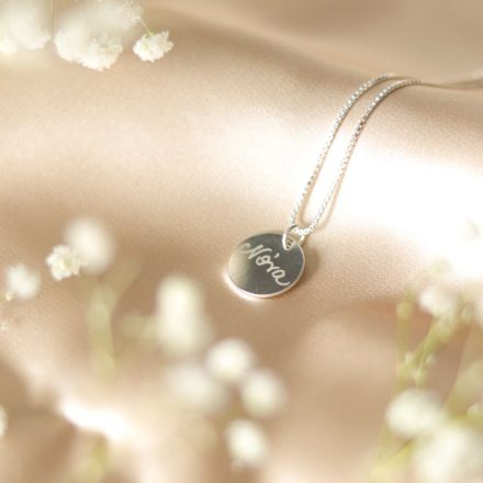 Mini Signiture ezüst nyaklánc egyedileg gravírozott medállal