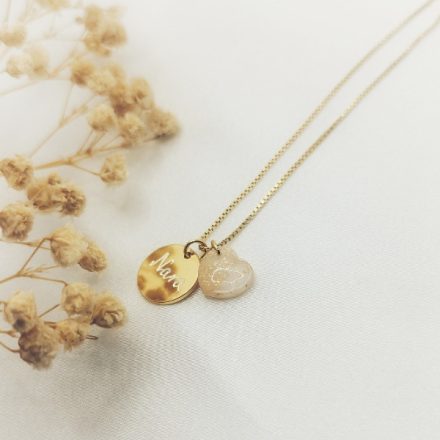 Mini Signiture Arany bevonatú ezüst nyaklánc egyedileg gravírozott medállal