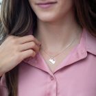 Double Heart ezüst nyaklánc egyedileg gravírozott medállal