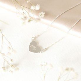 Petite Heart Necklace ezüst nyaklánc egyedileg gravírozott medállal