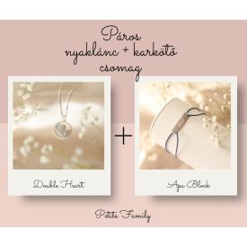 Páros ezüst nyaklánc + madzag karkötő csomag egyedileg gravírozott ezüst medállal