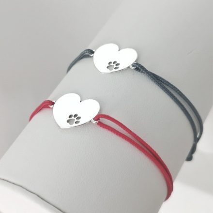 Pet Heart Cord madzag karkötő egyedileg gravírozott ezüst medállal